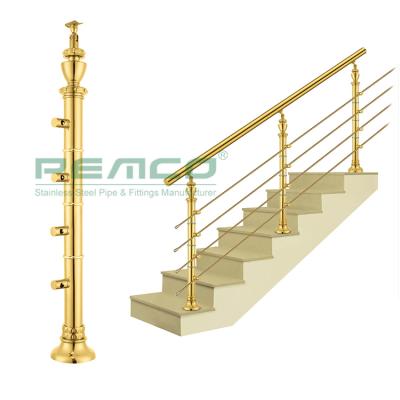 China A201 Inox Tube Railing Stair Handrail Modern Vertical Stainless Steel Baluster Pipe Gold Railing for sale