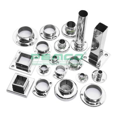 China Wholesale Modern Railing Tube Flange Balcony Stainless Steel Post Railing Pipe Flange Fittings for sale