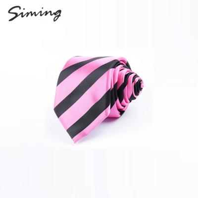 China Factory Direct Hand Made Microfiber Mixed Order Woven Tie Ties High Quality Pink Striped Set for sale