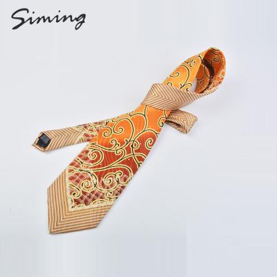 China Beautiful Supplier Chinese Casual Skinny Gold Men Fashion Floral Printed Embroidered Tie for sale