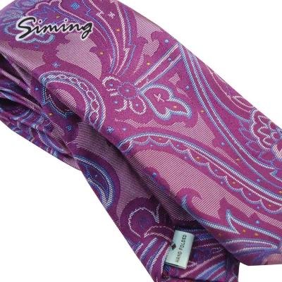 China 7 fold floral style handmade colorful purple silk 7 fold logo custom ties for sale