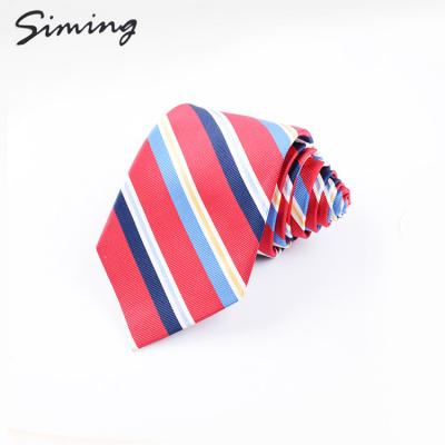 China High quality classic style woven colorful striped neck woven rose silk ties made in Italy for sale