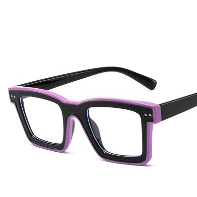 China 10 Years OEM Experience Fluorescent Contrast Color Trendy Eyeglass Frame Square Anti Blue Tr Glasses Men And Women Transparent Square Glasses Frame for sale