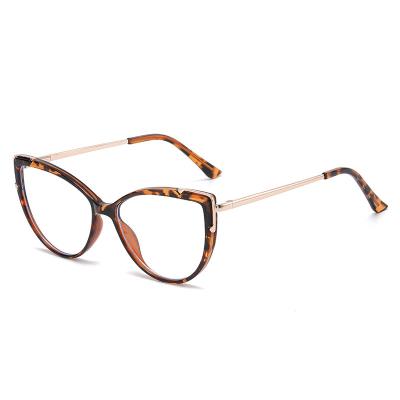 China Prescription Wholesale Tr90 Anti Blue Light Glasses Frame Fashionable Retro Cat Eye Style Women Fancy Frame Glasses for sale