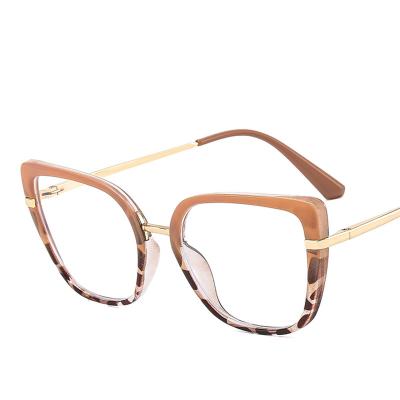 China Fashionable Optical Frame Large Frame Contrasting Color Glasses Frame Tr90 Anti Blue Cat Eye Female Glasses Fashion Optical Frame Anti Blue Light Glasses for sale