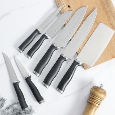 China Sustainable Professional 12 stainless steel chef's knife kitchen knife serrated beef steak knife set for sale