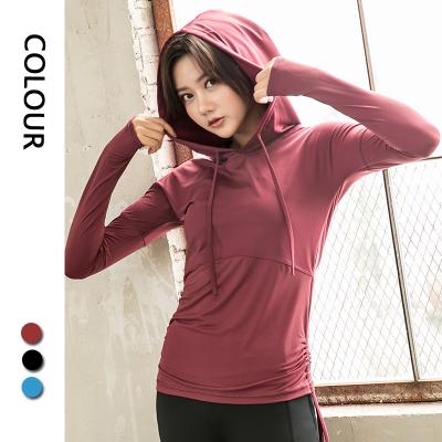 China Yoga Fitness Long Sleeve Running Hoodie Breathable Quick Dry Wear Tops Plus Size Sports Jacket For Women for sale