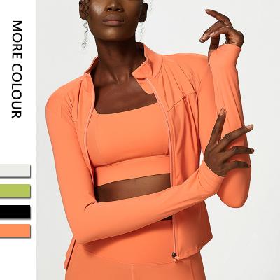 China Slim Fit Breathable Quick Dry Workout Sports Wear Breathable Nylon Zipper Plus Size Yoga Jacket For Women for sale