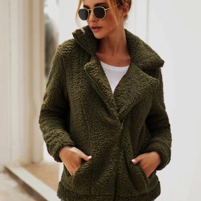 China Loose Solid Artificial Wool Women's Winter Lamb Fleece Warm Winter Coat For Women 2021 for sale