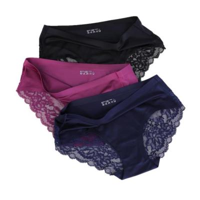 China Wholesale Custom Women Underwear Seamless Soft Antibacterial Lace Up Ropa Inner Ice Silk Women's Breathable Panties Mujer for sale