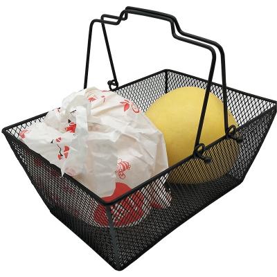 China Cosmetics Store Black Powder Coated Small Wire Mesh Baskets For Gifts Organizing Bathroom Storage Baskets MOQ 20 PCS for sale