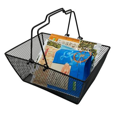 China Cosmetics Store Black Powder Coated Grocery Basket Metal Mesh For Gifts For Baby Cosmetics Basket for sale