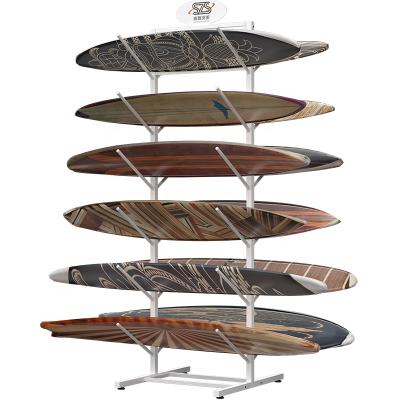 China Rolling Out 1set White Merchandise Metal Floor Snowboard Display Rack With Dread Display Rack For Wood Sample, Scooter for sale