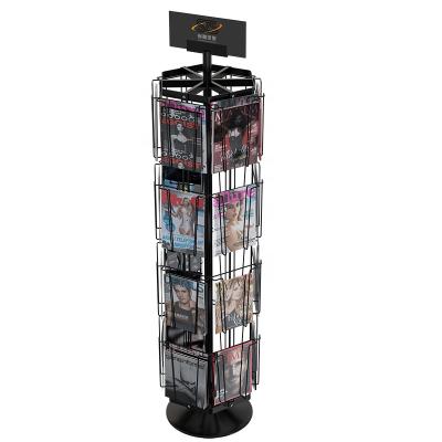 China Disassemble Metal Portable Standing Spinner Drop Shipping Floor Magazine Book Book Catalog File Catalog Adult Display Rack for sale