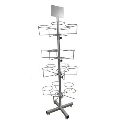 China Double Side Display Baseball Hat Display Rack Retail Store Floor Standing Hat Shelves Hat Rack For Store for sale