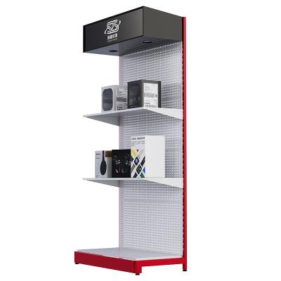 China Display in high quality used shop or supermarket metal floor trade show display stand for speaker with shelves hardware product display racks with led light for sale