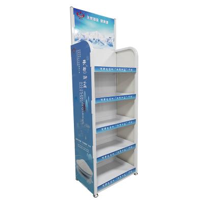 China Eco-friendly Metal Floor Chip Rack Snack Display Stand Counter Display With Four Shelves With More Advertisement for sale