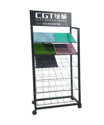 China Disassemble 6 tier low price factory black metal wire lawn sward grass mat grass-plot sample display metal racks for sale