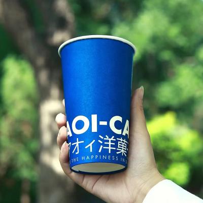 China 16oz 500ml Single Wall Custom Logo Paper Cups Single Wall Disposable Packaging Paper Cup for Coffee 16oz for sale