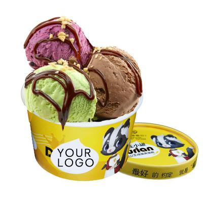 China 10oz 300ml Single Wall Ice Cream Paper Cup With Logo Ice Cream Paper Lid Customized Bowl For Cold Desserts 10oz for sale