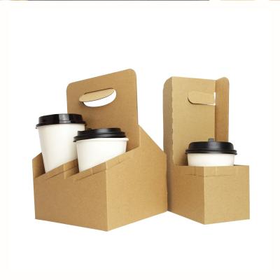 China DOUBLE WALL Portable 2/4/6 Cup Holder Bubble Tea Take Out Box Foldable Corrugated Reusable Cardboard Coffee Cup Paper Holder Tray for sale