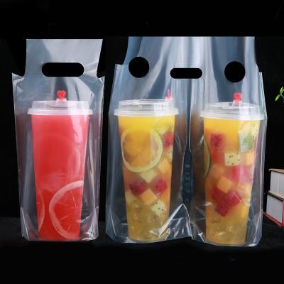 China Single Wall Raincoats Take Out Delivery Juice Coffee Drink Carry Bags TO GO Plastic Bag BAB Custom Tote Packaging Pouching With Logo for sale