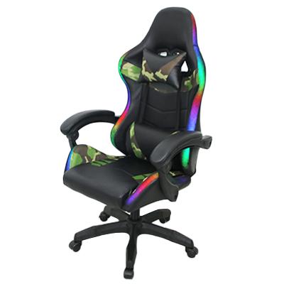 China Factory Wholesale PU Gamer Chair LED Guide Runner RGB Leather Extended Optical Ergonomic Gaming Chair for sale