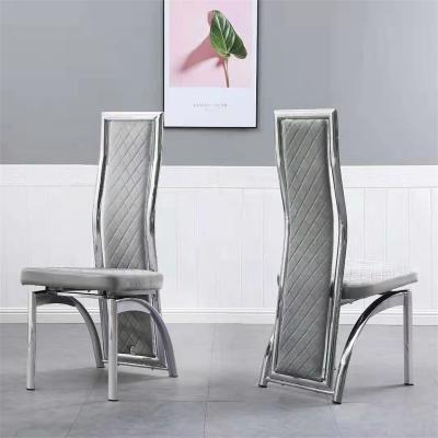 China Modern New Design Contemporary Restaurant Upholstered Chrome Leg Fabric Dining Chairs for sale