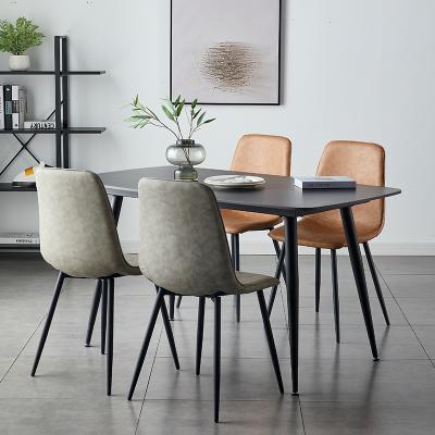 China Best Modern Popular Furniture PU / Leather Modern Dining Room Chair Metal Legs Dining Chairs for sale