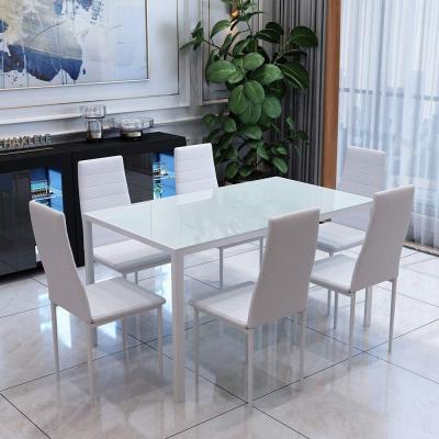 China Hot Sale Modern Style Popular Dining Set 6 Seater Modern Style Glass Top Dining Table for sale