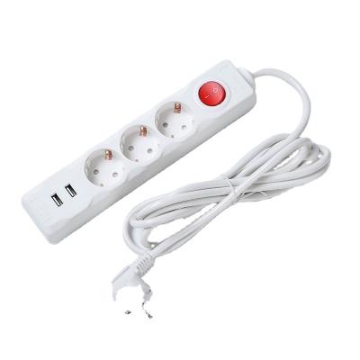 China EU Standard 3 Way Outlet Power Strip Copper Wire Extension Socket Residential / Multipurpose German Socket With USB Type C for sale