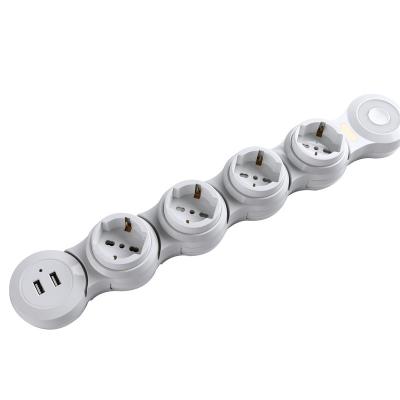 China Residential / Multi-Purpose Revolving Power Strip Socket Multiple Eu German Standard Electric Power Extension Socket for sale