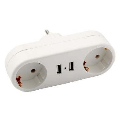 China 2 Way Outlets 16a Plug Conversion Residential / General Purpose European Standard Plug Adapters With USB Ports for sale