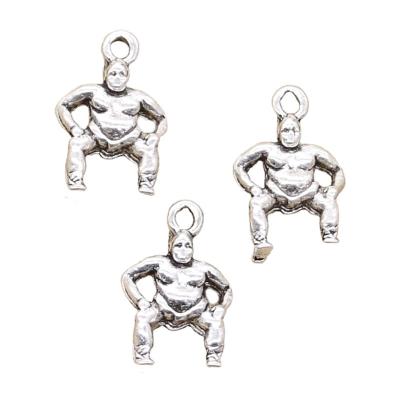 China Other Sumo Antique Silver Zinc Alloy Japanese Wrestler Charms Bold Shape Charms Pendant For Bracelet And Necklace for sale