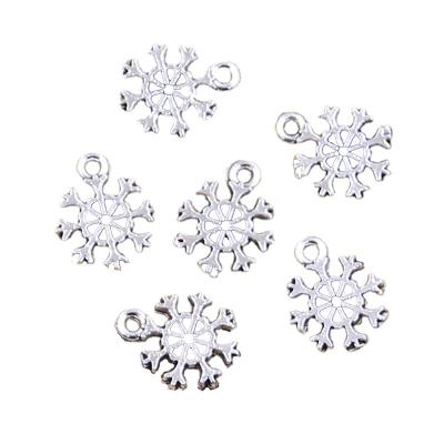 China Zinc Alloy Charms Snow Snowflake 13x11mm Handmade Making Fit, Vintage Color Tibetan Silver Pendants, DIY For Bracelet Necklace for sale