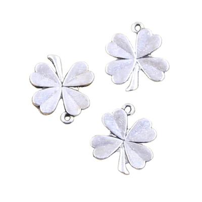 China Zinc Alloy Charms Four Leaf Lucky Irish Clover 17x15mm Handmade Making Fit, Vintage Color Tibetan Silver Pendants, DIY For Bracelet Necklace for sale