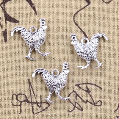 China 22x20x6mm Chicken Zinc Alloy Antique Rooster Rooster Charms Silver Color DIY Pendants Opens Making Findings Handmade Tibetan Jewelry for sale