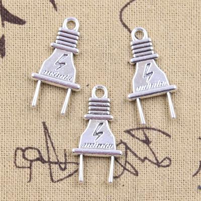 China 32x16MM Antique Silver Color DIY Zinc Alloy Charms Electric Plug Pendants Opens Making Findings Handmade Tibetan Jewelry for sale