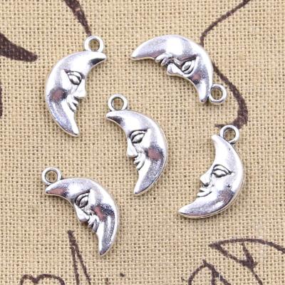 China 19x9MM Zinc Alloy Moon Face Charms Antique Silver Color Pendants DIY Crafts Making Findings Handmade Tibetan Jewelry for sale