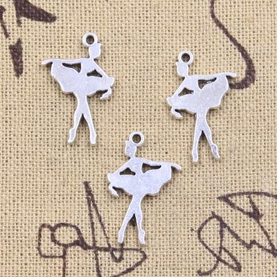 China Ballet Girl Dancer Charms Antique Silver Color DIY Zinc Alloy Pendants Opens Making Findings Handmade Tibetan Jewelry for sale