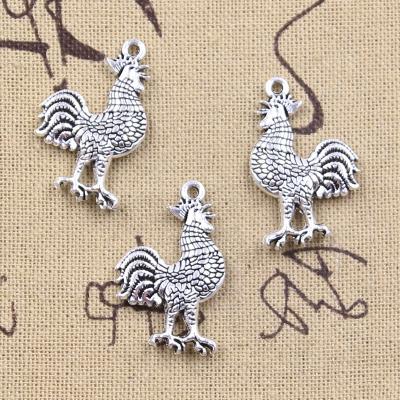 China 30x19x5MM Zinc Alloy Rooster Charms Antique Silver Color Pendants DIY Crafts Making Findings Handmade Tibetan Jewelry for sale