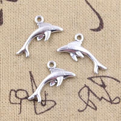 China Zinc Alloy Ocean Dolphin Charms Antique Bronze Silver Color Pendants DIY Crafts Making Findings Handmade Tibetan Jewelry for sale