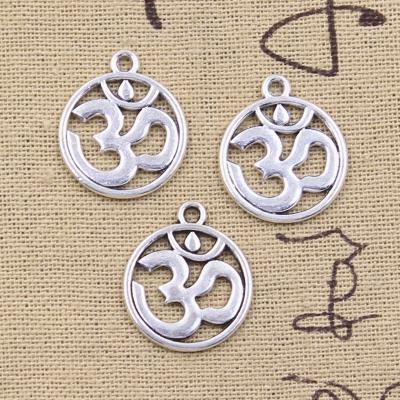 China Zinc Alloy Charms Antique Silver Color Yoga OM Pendants DIY Crafts Making Findings Handmade Tibetan Jewelry for sale