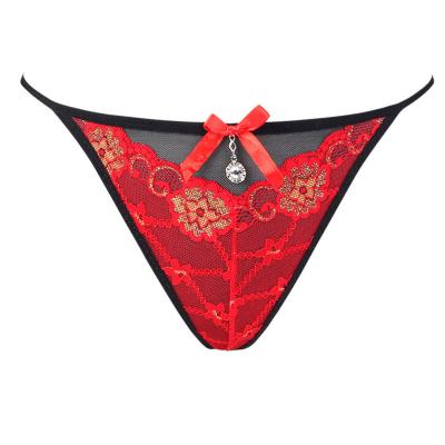 China Everyday Wear Sexy Women's Lace Transparent Underwear Lingerie T-Back Hippy T-Back Hippy Thong Cavity G-Strings Butterfly Micro Briefs for sale