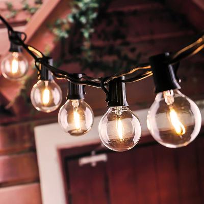 China Globe String G40 Light Lead Glass Bulb Patio Light Set, Solar Power 25 G40 Led, Christmas Village Set Led String Lights For Holiday Garden for sale