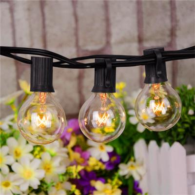 China Globe string g40 G40 lightweight solar hanging light for backyard porch balcony party decor, E12 socket base, black solar bulb string for sale