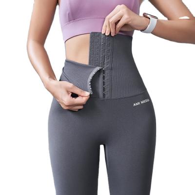 China New Breathable High-waist Shaping Pants Compression Corset Postpartum Gaiters Push Up Women Gym Fitness Running Gaiters for sale