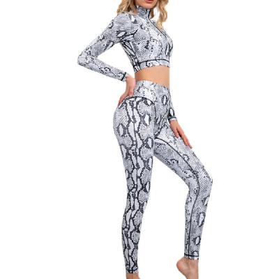 China Custom Logo Snake Skin Yoga Sets Antibacterial Women Fitness Clothing Gym Wear Mujer Ropa Deportiva for sale