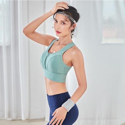 China Antibacterial Sports Bra Women's Clothing Yoga Bra Tops Sexy Front Zip Plus Size High Impact Gym Fitness Clothing for sale