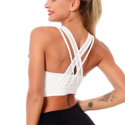 China Women Sports Bra Antibacterial Running Sports Bra Gym Wear Workout Shockproof Protective Sports Lift Up Top Fitness Bra for sale